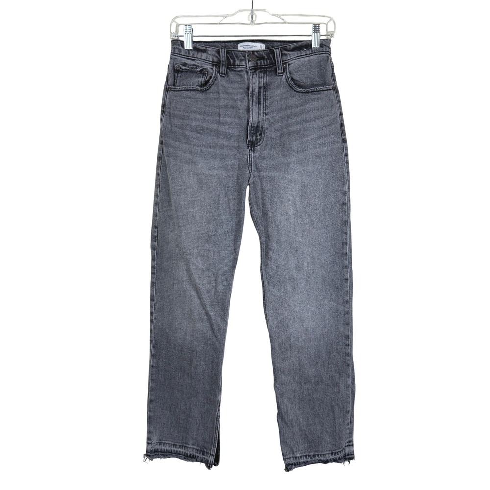Abercrombie & Fitch Women’s Straight Leg Jeans in Washed Black/Grey